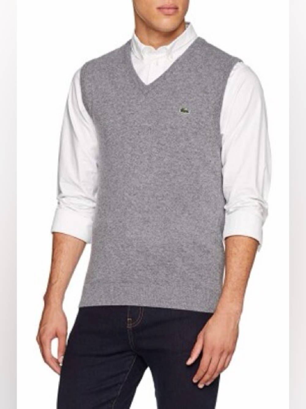 Lacoste Men's Gray V-Neck Sweater Vest